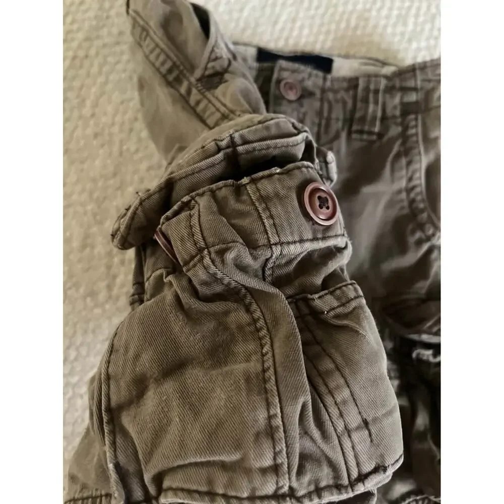 Vintage Y2K Boys Abercrombie & Fitch Cargo Shorts 8 Medium Brown Green Baggy